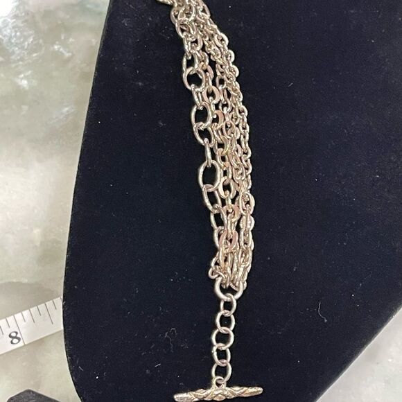 5 Strand Toggle Silver Bracelet - Picture 2 of 5